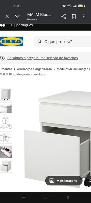 Bloco de gavetas MALM c/rodízios. IKEA, NOVOS