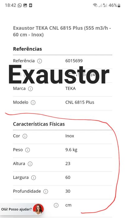 Vendo exaustor teka NOVO