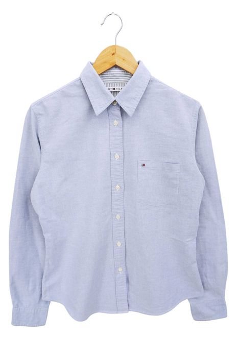 C31 bawełniana koszula damska Tommy Hilfiger błękit taliowana logo M 38 L 40