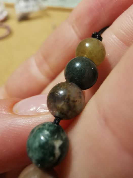 Bransoletka handmade agat mszysty kamienie naturalne