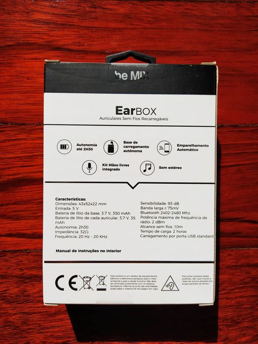 Fones/Auriculares wireless recarregáveis "be MIX - Ear BOX"