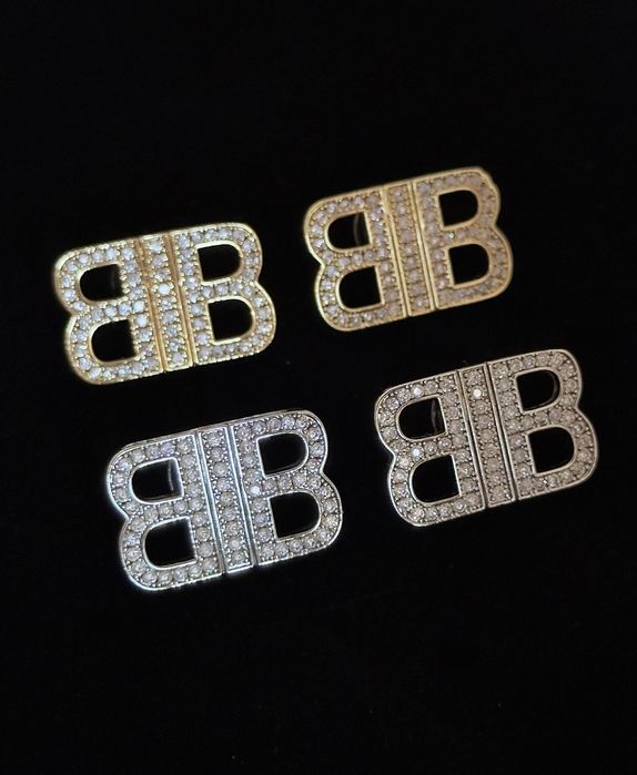 Сережки Balenciaga BB 2.0 розкішні з камінцями з гравіюванням