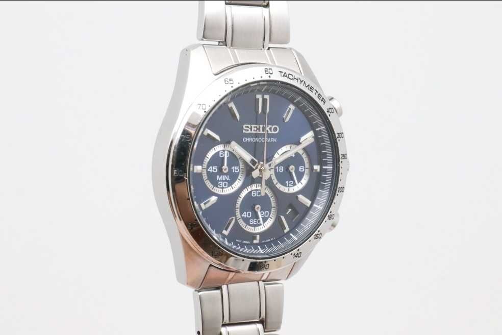 Relógio Seiko STBR011 chronograph masculino mostrador azul-marinho