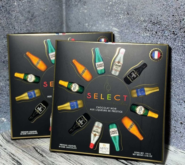 Шоколадні пляшечки Abtey Select з лікером, вагою 155 г