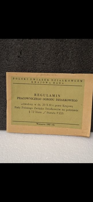 Regulamin Pracowniczego Ogrodu Działkowego 1982r