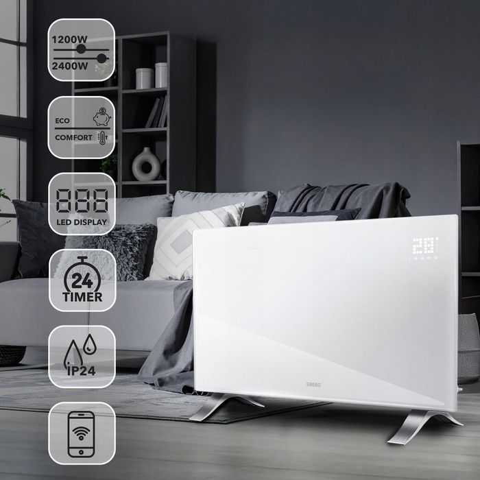Grzejnik Elektryczny Szklany 2400w Energooszczędny Led+wifi Premium fv