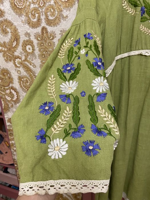 Платье лен вышивка