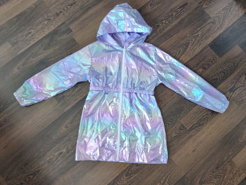 Nowa tęczowa kolorowa wiatrówka kurtka przeciwdeszczowa parka holo r