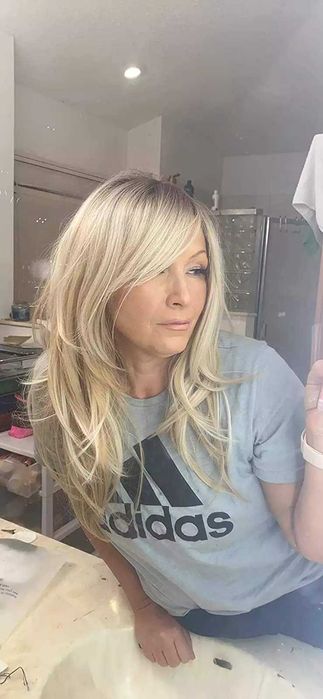 Peruka blond cieniowana refleksy ombre na co dzień długie włosy