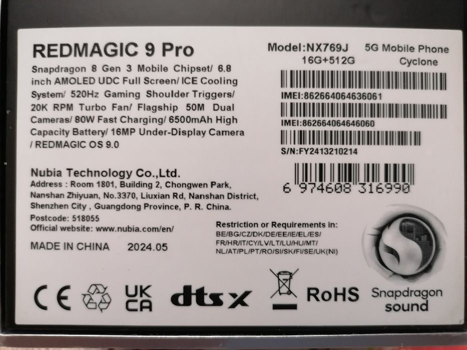 Vendo Nubia Redmagic 9 pro