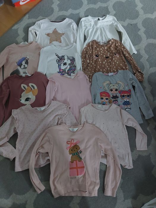 Bluzki na długi rękaw oraz sweterek h&m 122/128