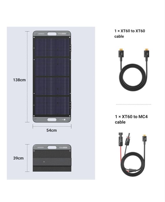 Портативна сонячна панель UGREEN Solar Panel SC100 100W IP67