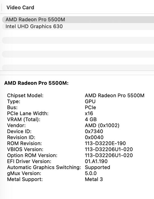 MacBook Pro 16’ 2019 8-Core i9 32GB 1TB SSD Radeon 5500 4Gb 92%