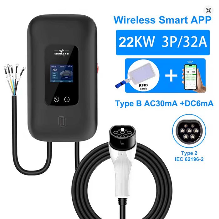 Wallbox Carregador Parede - 22 kw - 32 A - C/ WI-FI e Cartão RFID