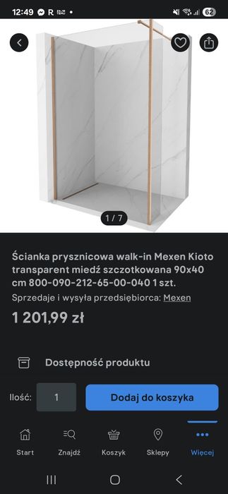 Ścianka prysznicowa walk-in