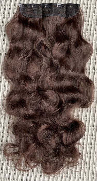 Premium Ultra włosy doczepiane, brąz, loki, 70 cm, clip in 393.