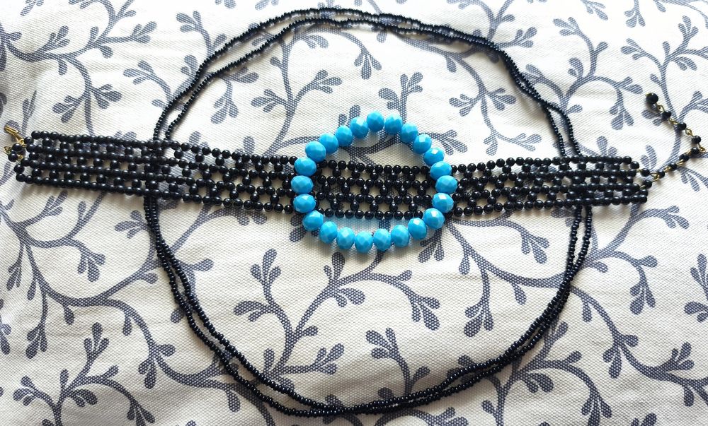 Zestaw : piękny choker+ naszyjnik + bransoletka