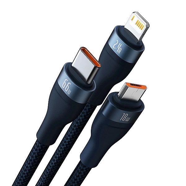 Baseus Flash Series Ⅱ kabel 3w1 do szybkiego ładowania USB-A do USB-C
