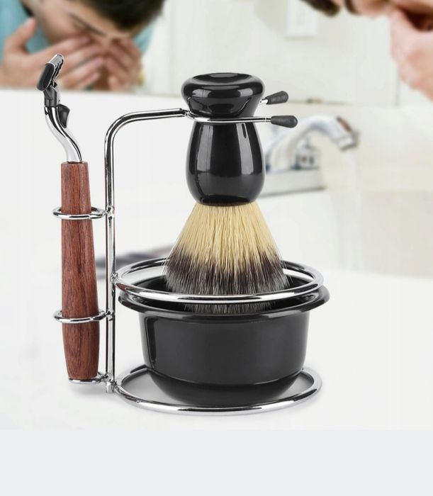 Nowy Zestaw do Golenia Pędzel Miseczka Stojak Ostrza dla Mężczyzn