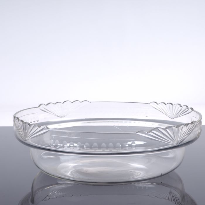 Secesyjna patera mosiadz - szkło pocz. XX w.