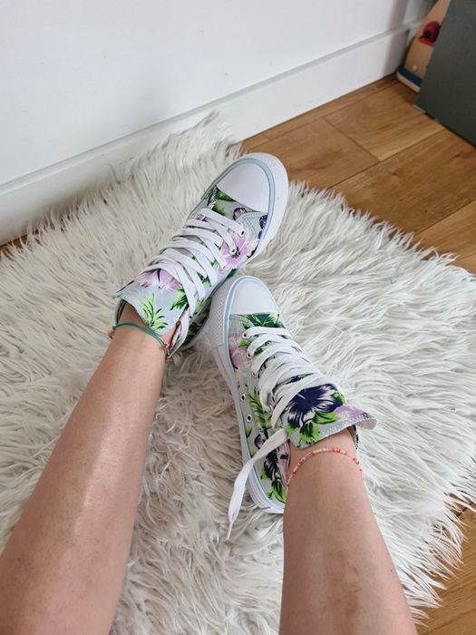 Attitude 37 23cm tenisówki trampki wysokie kwiaty