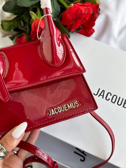 Сумка Jacquemus Le Bambino / червона лакована сумка жакмюс