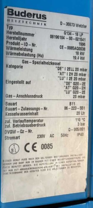 Piec Buderus G134 -18 LP  z zasobnikiem