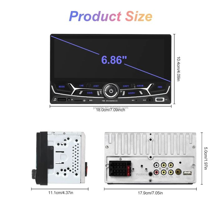 Rádio 2din 6,86 polegadas Bluetooth Carplay USB FM type-C Touch | NOVO