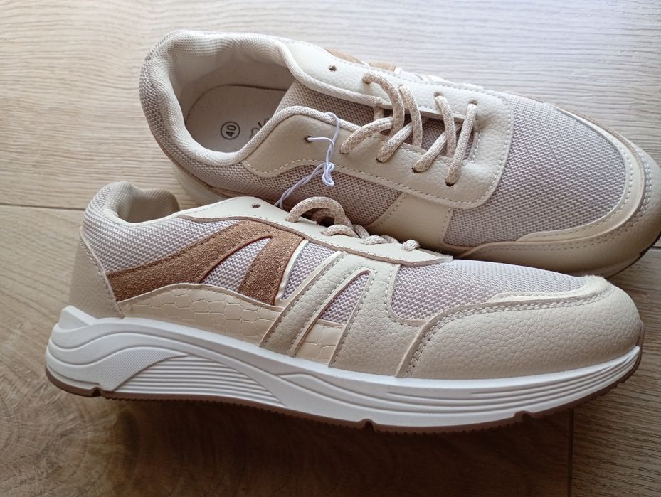 Buty, sneakersy damskie, beżowe r.40, nowe, wysyłka gratis!