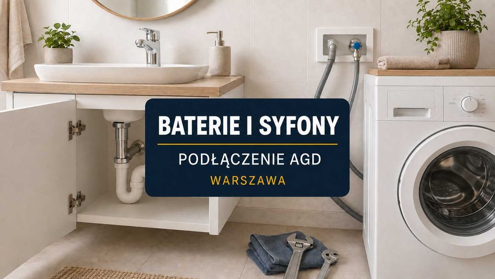 Wymiana baterii i syfonu, podłączenie AGD – Warszawa