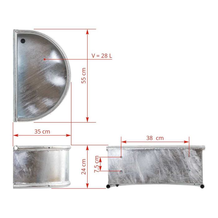 Karmidło metalowe, półokrągłe, 28 l, Kerbl