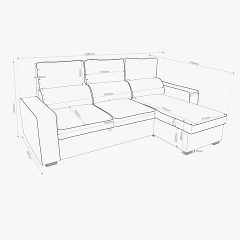 Sofá cama com chaise longue Gato Preto