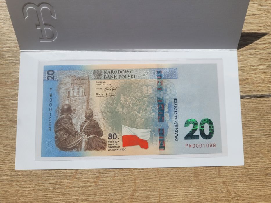20zł 80 rocznica wybuchu Powstania Warszawskiego + folder, niski numer