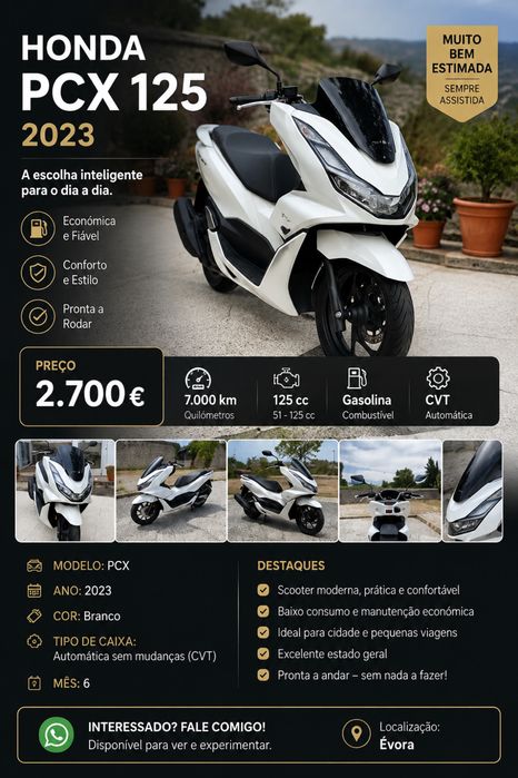 Honda PCX 125 - 2023 - Apenas 7000 kms