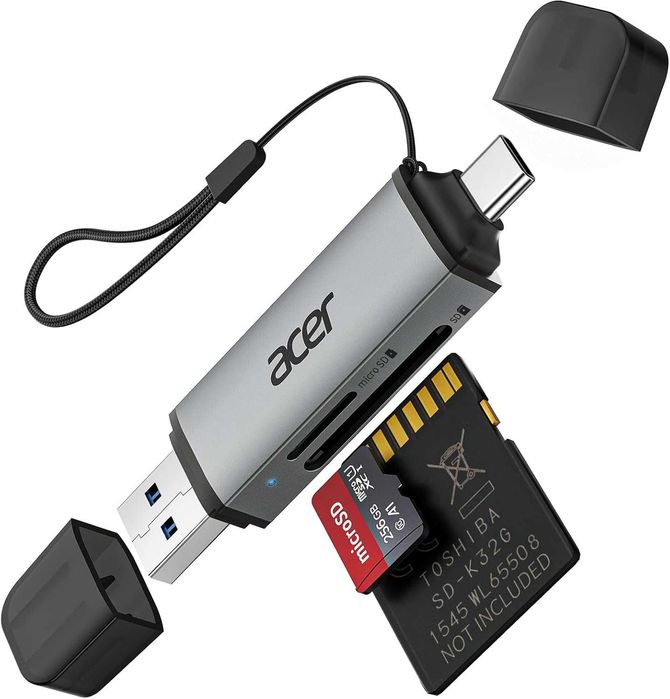 ACER Adaptador de leitor de cartões USB C e conector duplo USB 3.0
