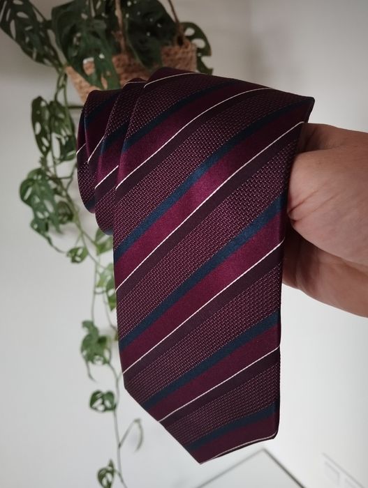 Krawat jedwabny 100% silk, 8,5cm, w paski, Collezione