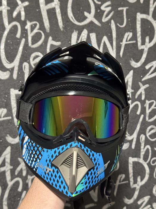 Мотошолом кросовий, шлем, шолом + ОКУЛЯРИ