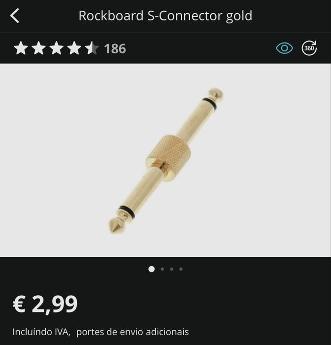 Conjunto de 3 Conectores de Jack para Pedais de Guitarra