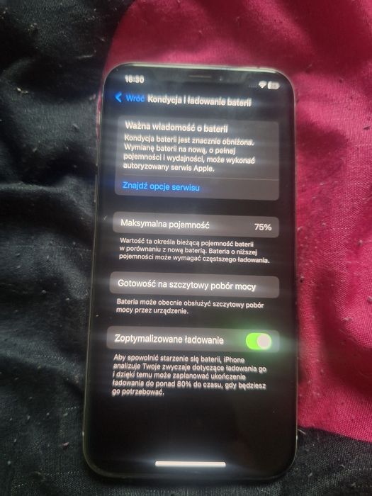 Sprzedam bądź zamienię za telewizor  iPhone xs bateria ma 75 baterii
