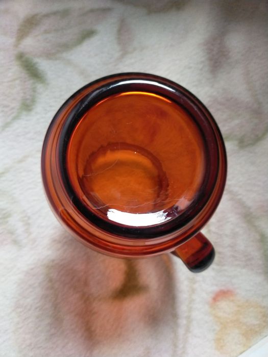 kufel szklany pomarańczowy 1990