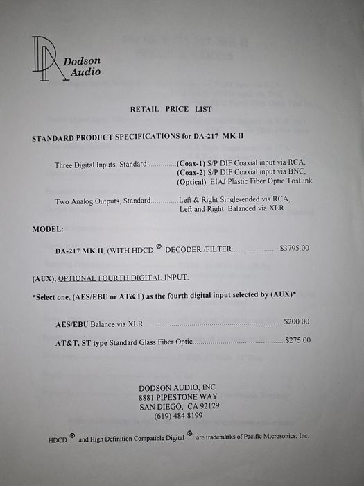 Dodson DA-217 MK 2 DAC