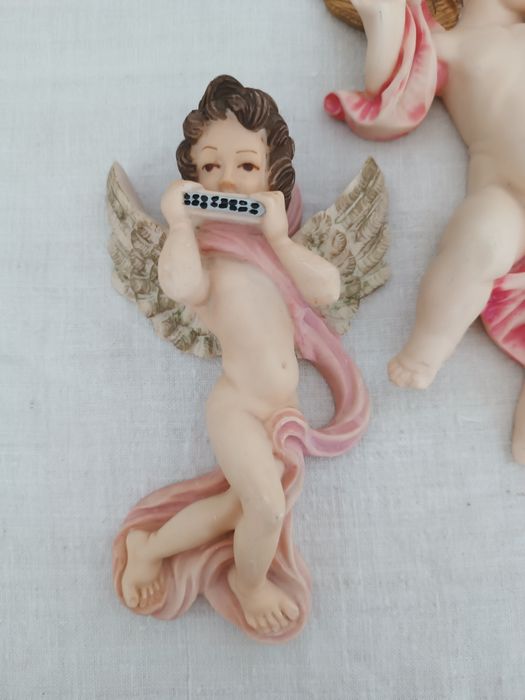 Conjunto de 3 anjos de marfinite para parede