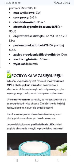 Głośnik, parametry jak na zdjeciach