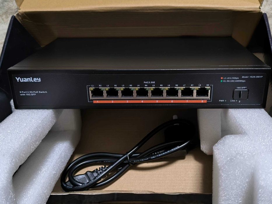 Некерований POE світч Комутатор YUANLEY 2.5Gbps / 10Gbps 5/9 Ports