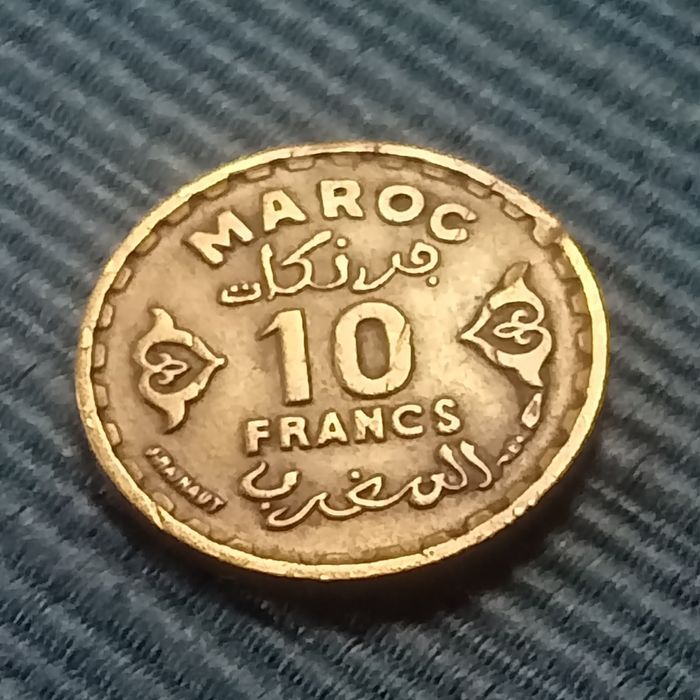 diram moeda de marrocos 10 francos 1371
