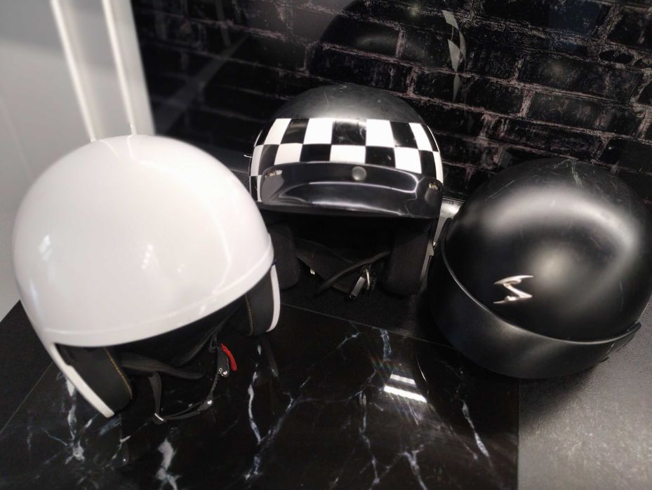 Zestaw 3 retro kasków motocykl skuter
