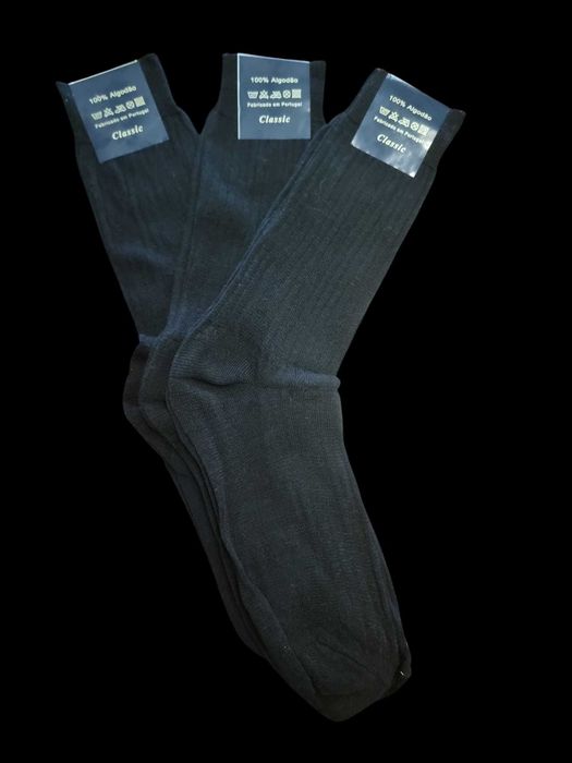 Pack 3 pares meias pretas 100% algodão – novas