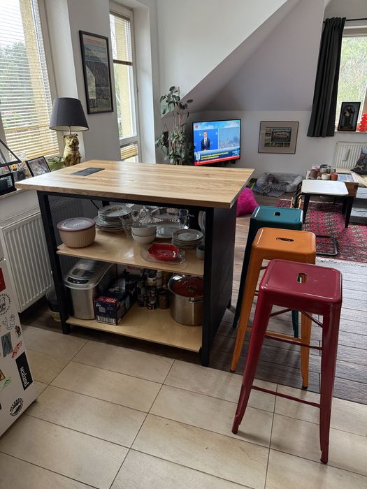 wyspa kuchenna loft +3 hokery | barek stół blat modern handmade