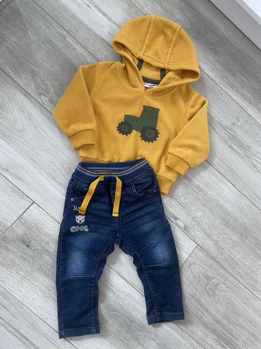 Komplet jeansy i bluza z kapturem Kik rozmiar 74