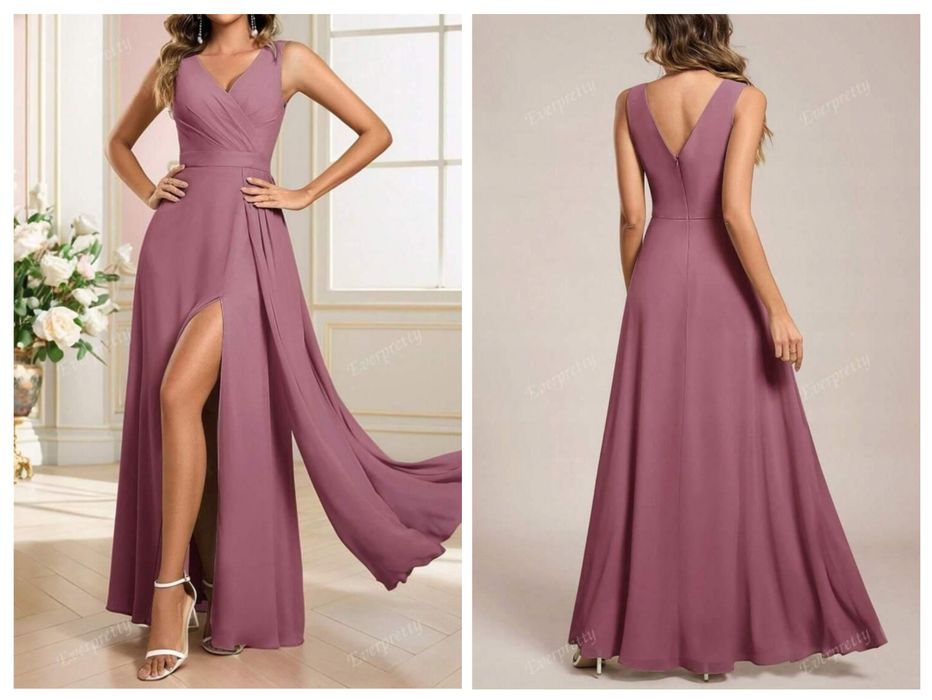 Szyfonowa sukienka z rozcięciem M, wesele, studniówka, bal,   Ever Pre